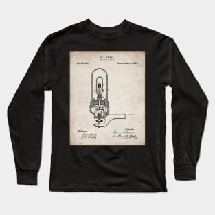 Light Bulb Patent - Industrial Design Housewarming Art - Antique Long Sleeve T-Shirt